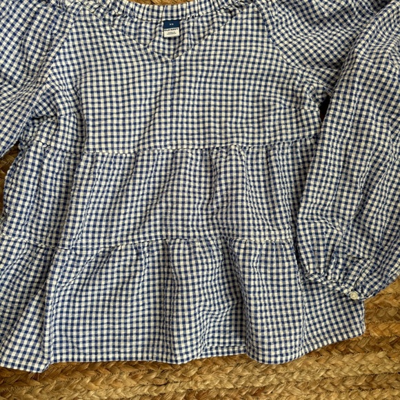 Old Navy XS Blue & White Gingham Puff Sleeve Blouse - Picture 4 of 4